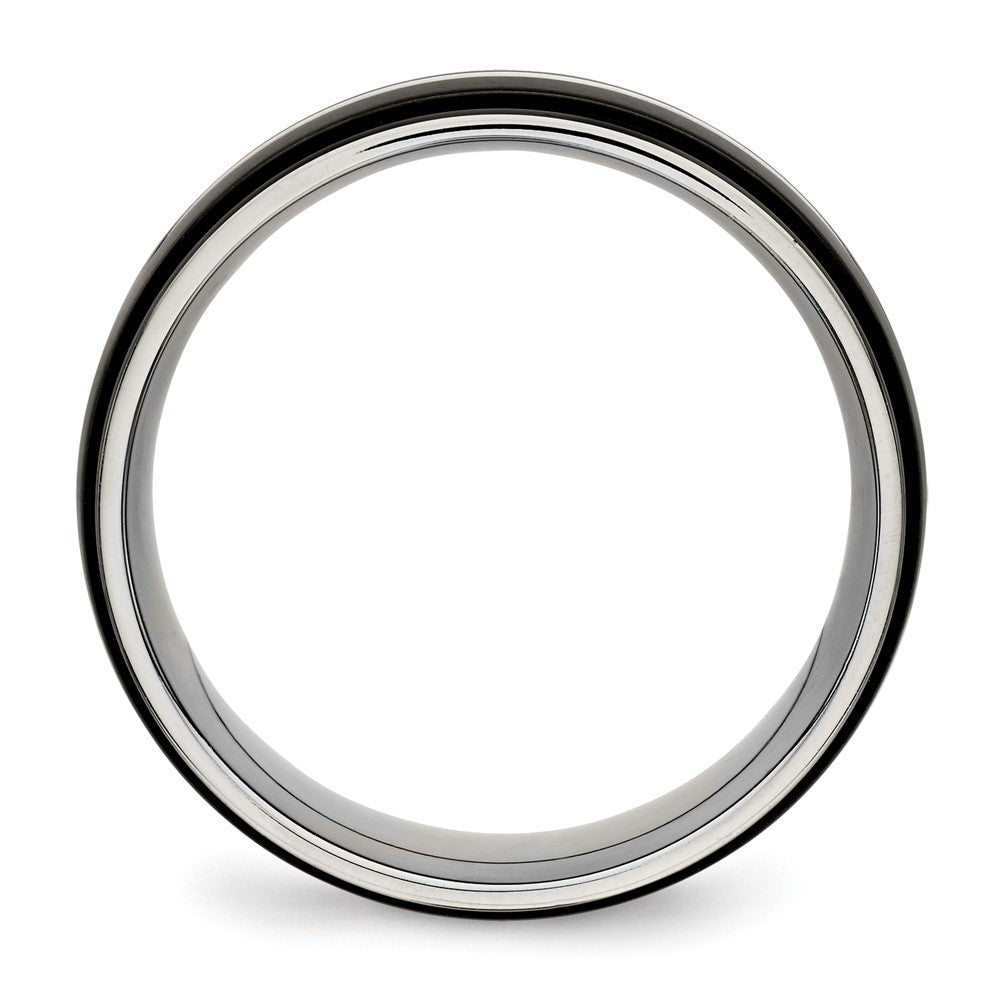 Edelstahl Poliert Schwarz Ip Beschichtet 8mm Ridged Edged Ring