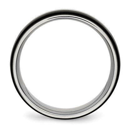 Edelstahl Poliert Schwarz Ip Beschichtet 8mm Ridged Edged Ring