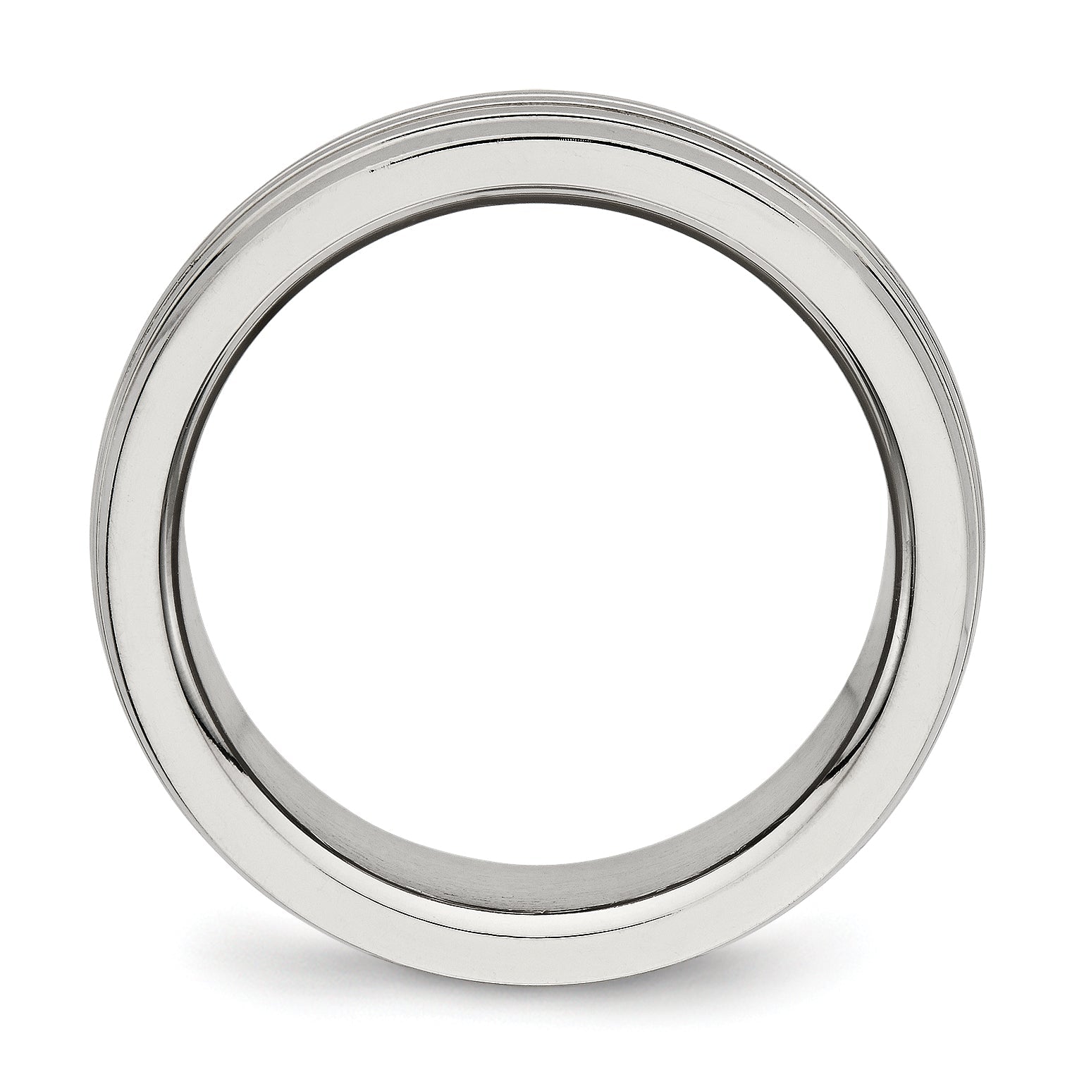 Edelstahl Poliert 8mm Gerillt Ring