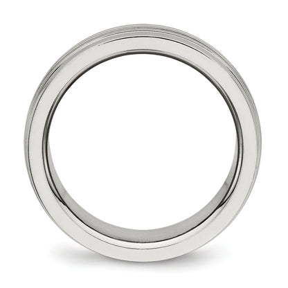 Edelstahl Poliert 8mm Gerillt Ring