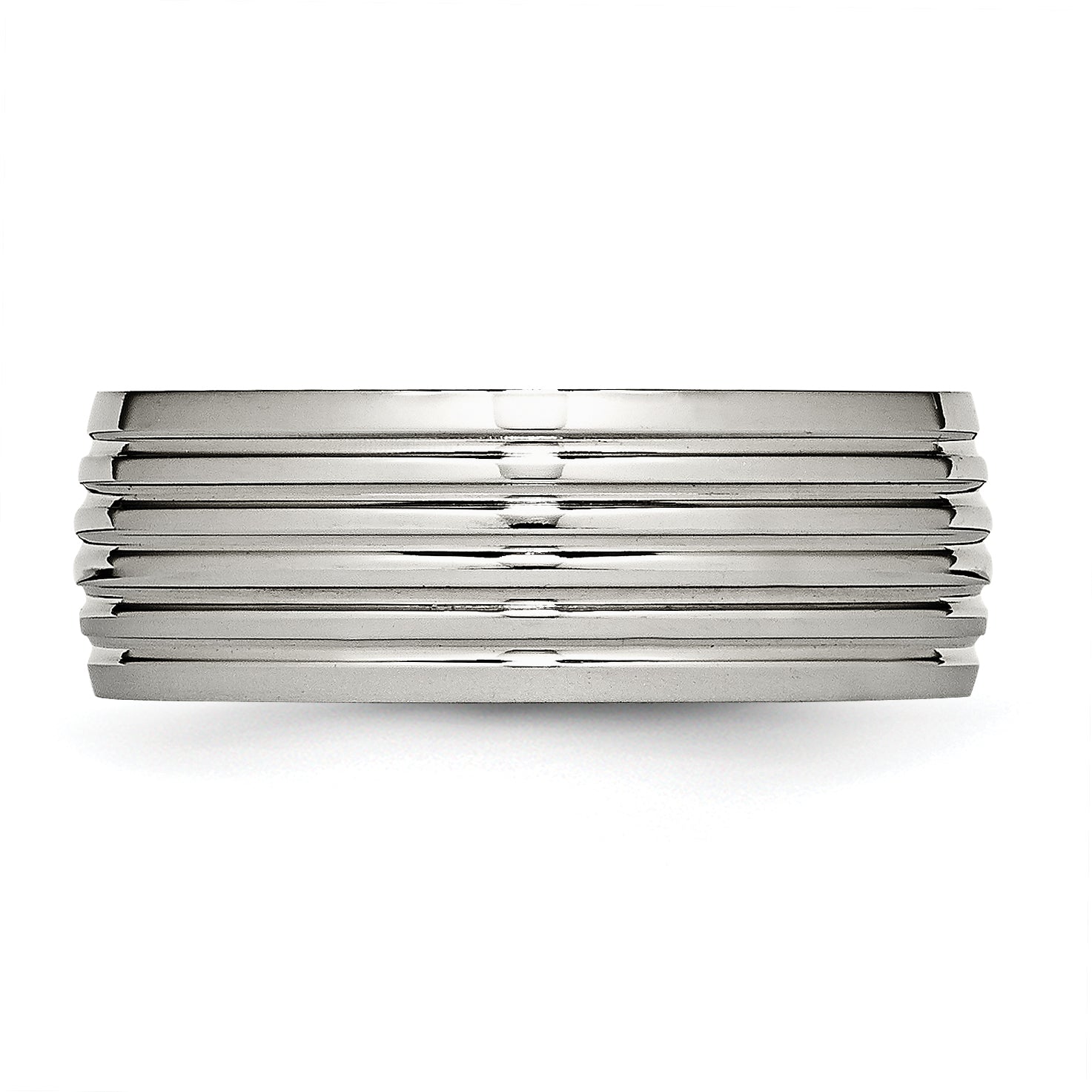Edelstahl Poliert 8mm Gerillt Ring