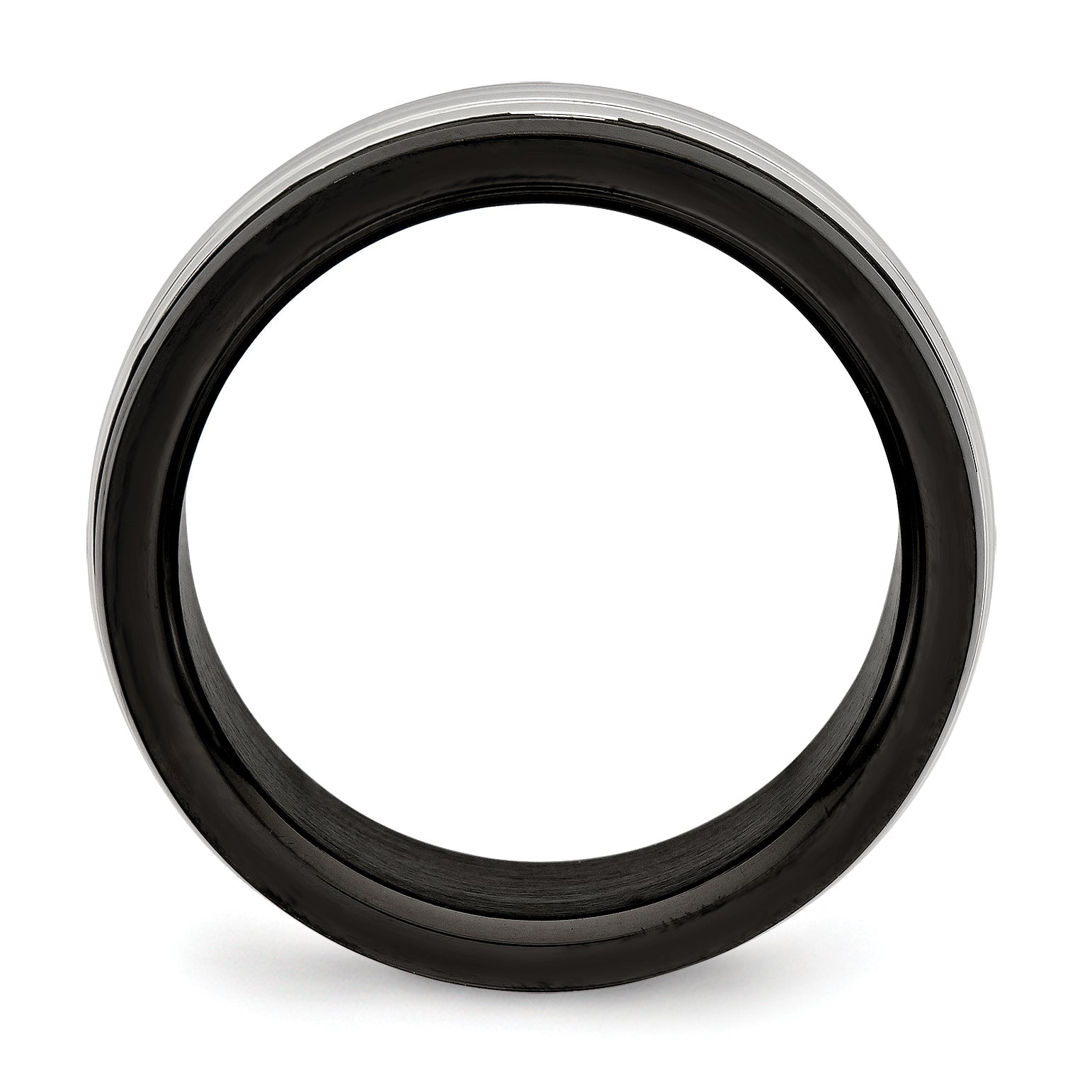 Edelstahl Poliert Schwarz Ip Beschichtet 8mm Gerillt Ring