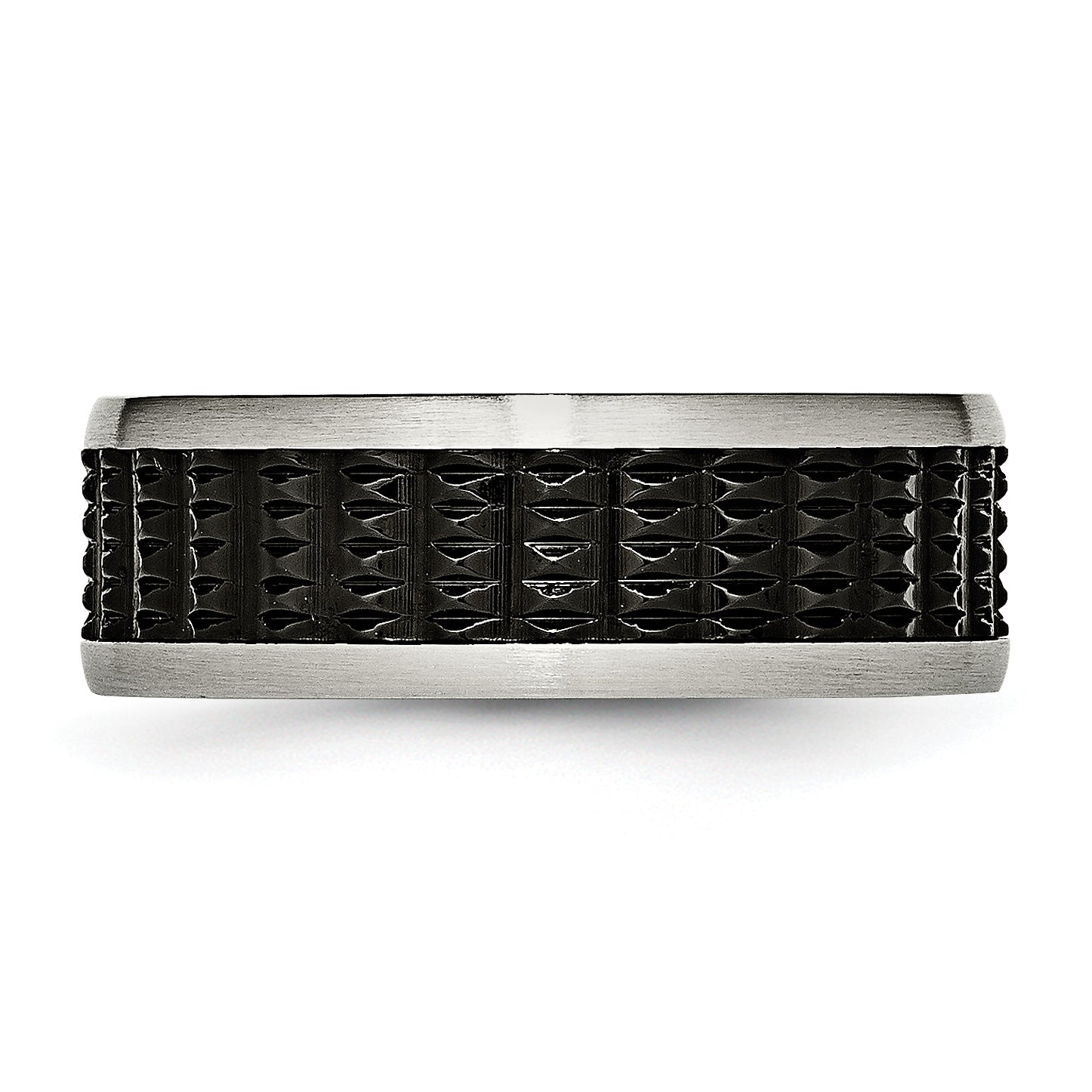 Edelstahl Poliert/textured Gebürstet Edges Schwarz Ip Beschichtet Ring
