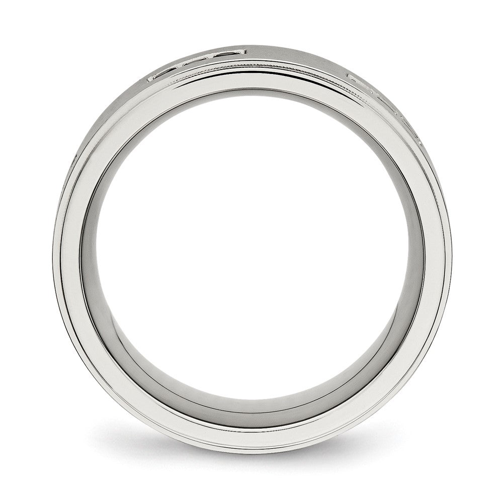 Edelstahl Poliert Gebürstet Mittig Schwarz Zirkonia 9mm Ridged Kante Ring