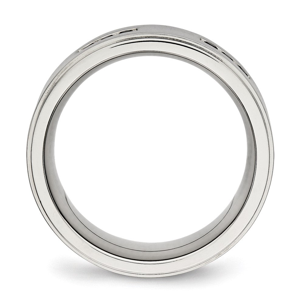 Edelstahl Poliert Schwarz Zirkonia 9mm Ridged Kante Ring