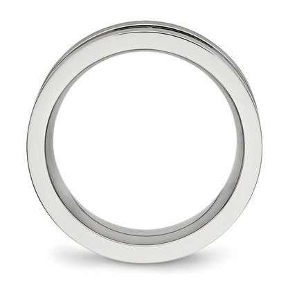 Edelstahl Gebürstet und Poliert Schwarz Zirkonia 8mm Ring