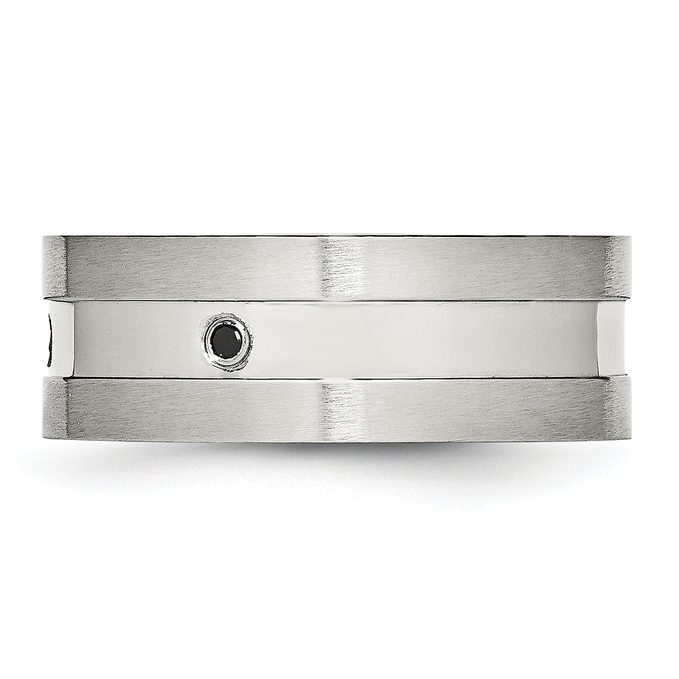 Edelstahl Gebürstet und Poliert Schwarz Zirkonia 8mm Ring