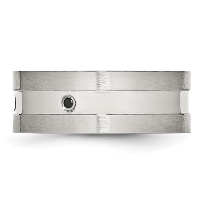 Edelstahl Gebürstet und Poliert Schwarz Zirkonia 8mm Ring