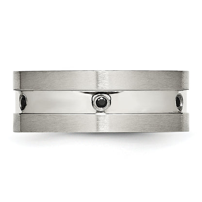 Edelstahl Gebürstet und Poliert Schwarz Zirkonia 8mm Ring