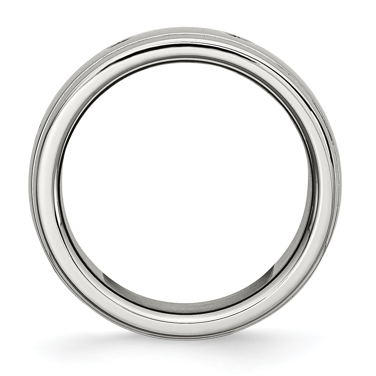 Edelstahl Poliert 8mm Gerillt Ring