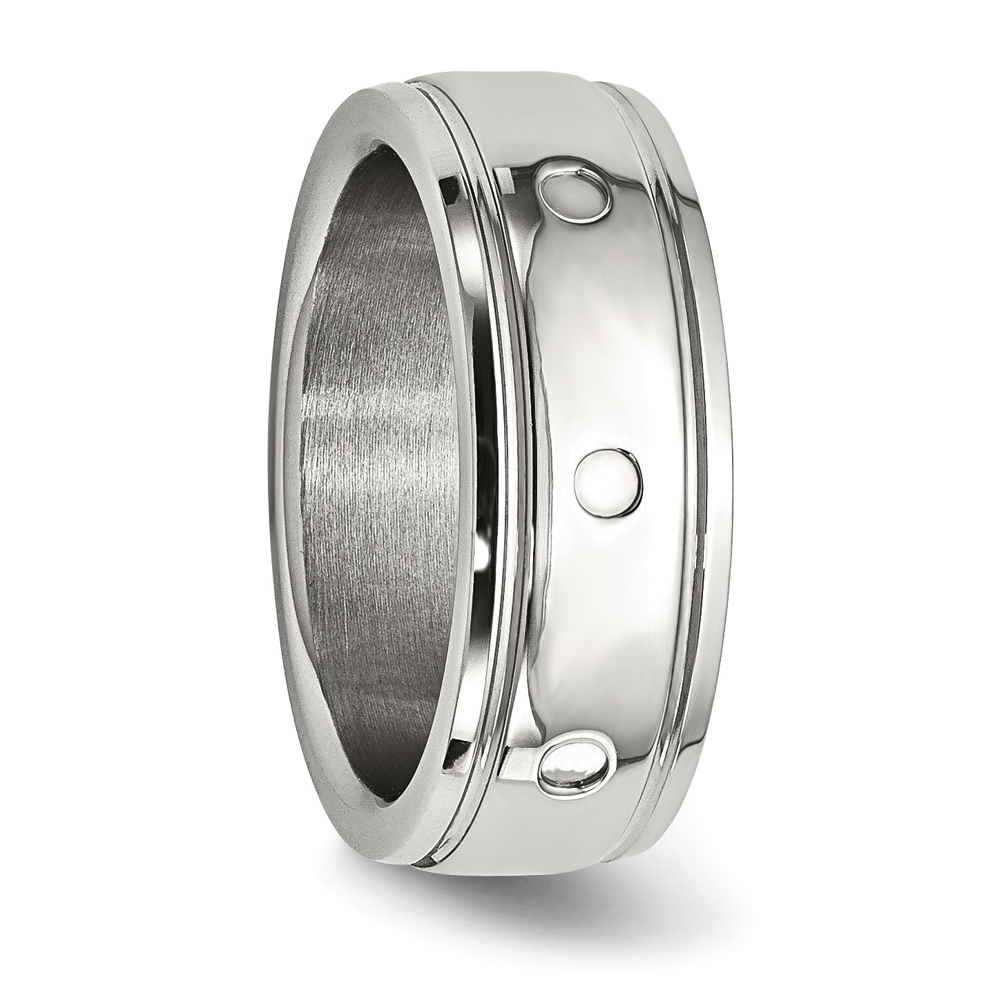 Edelstahl Poliert 8mm Gerillt Ring