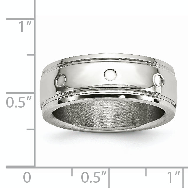Edelstahl Poliert 8mm Gerillt Ring