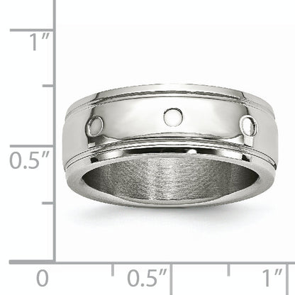 Edelstahl Poliert 8mm Gerillt Ring