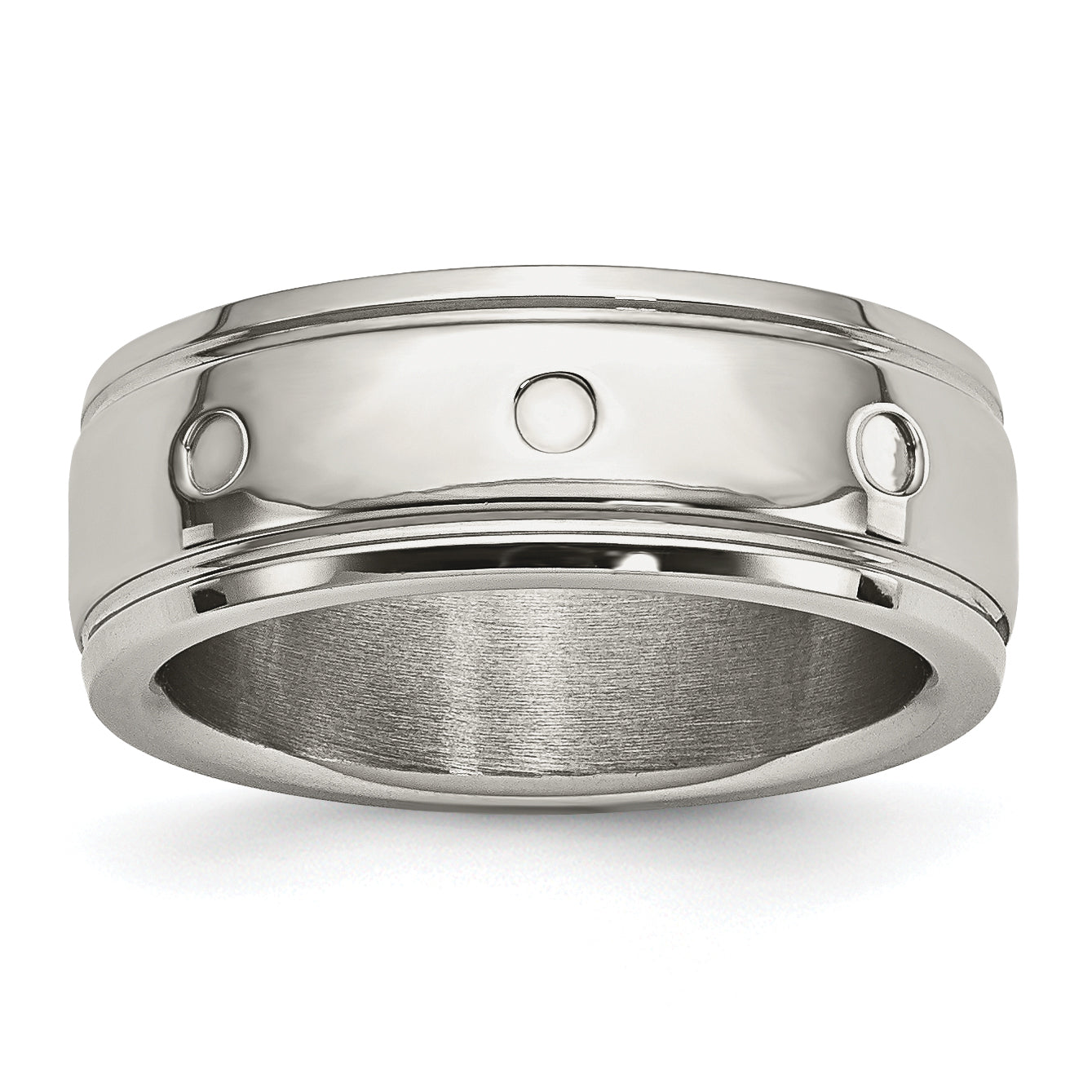 Edelstahl Poliert 8mm Gerillt Ring
