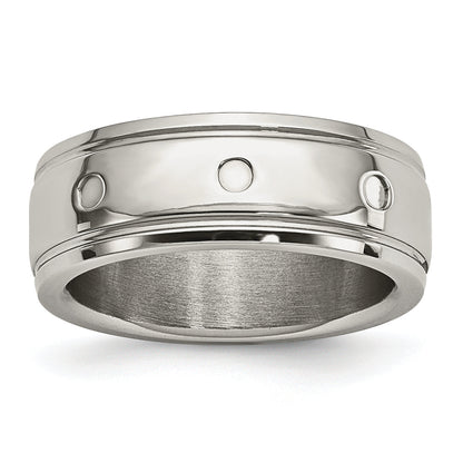 Edelstahl Poliert 8mm Gerillt Ring