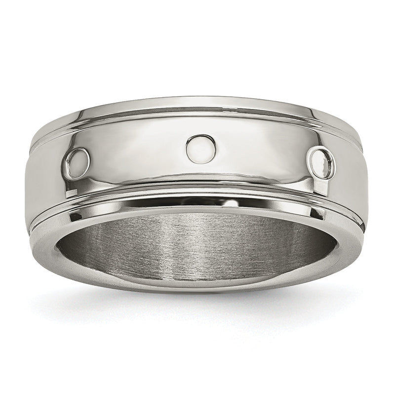 Edelstahl Poliert 8mm Gerillt Ring