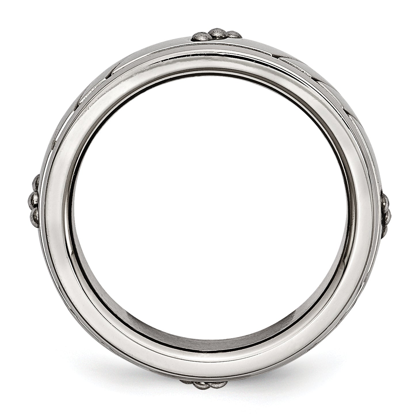 Edelstahl Poliert Gekugelt und Gerillt 8mm Ring