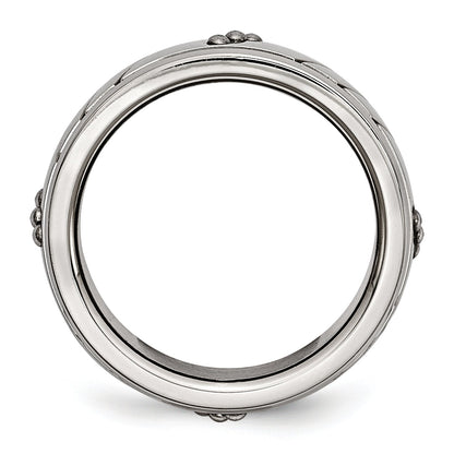 Edelstahl Poliert Gekugelt und Gerillt 8mm Ring