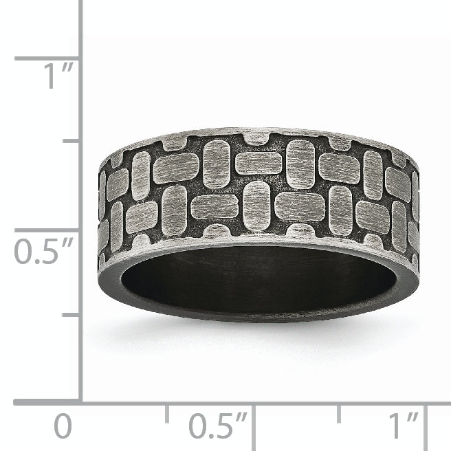 Edelstahl Antikisiert Gebürstet und Strukturiert 7.75mm Flach Ring