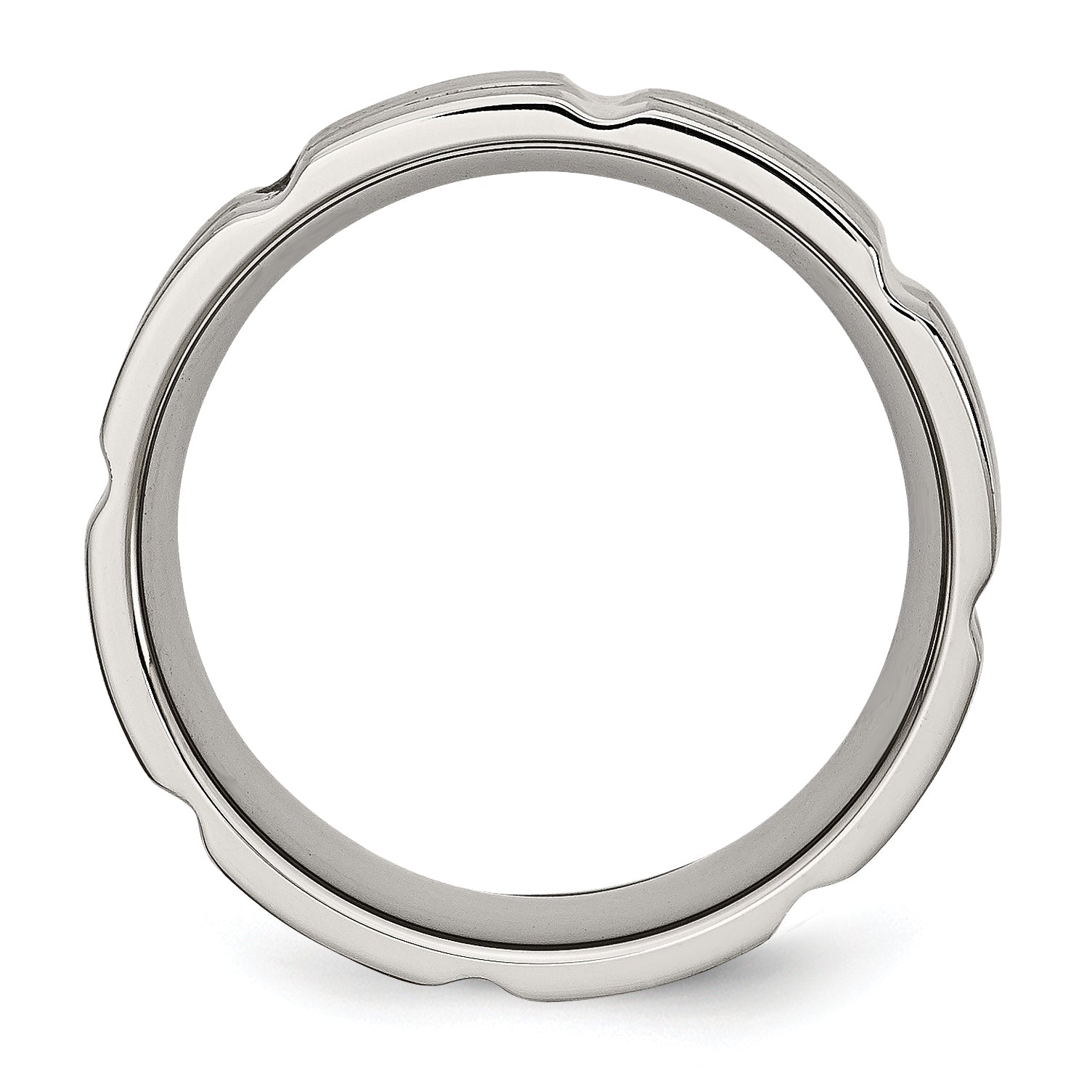 Edelstahl Gebürstet und Poliert 8mm Gerillt Ring