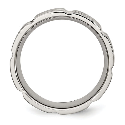 Edelstahl Gebürstet und Poliert 8mm Gerillt Ring