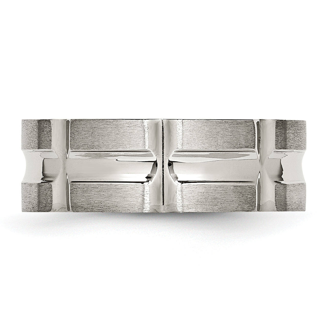 Edelstahl Gebürstet und Poliert 8mm Gerillt Ring