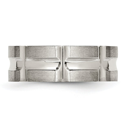 Edelstahl Gebürstet und Poliert 8mm Gerillt Ring