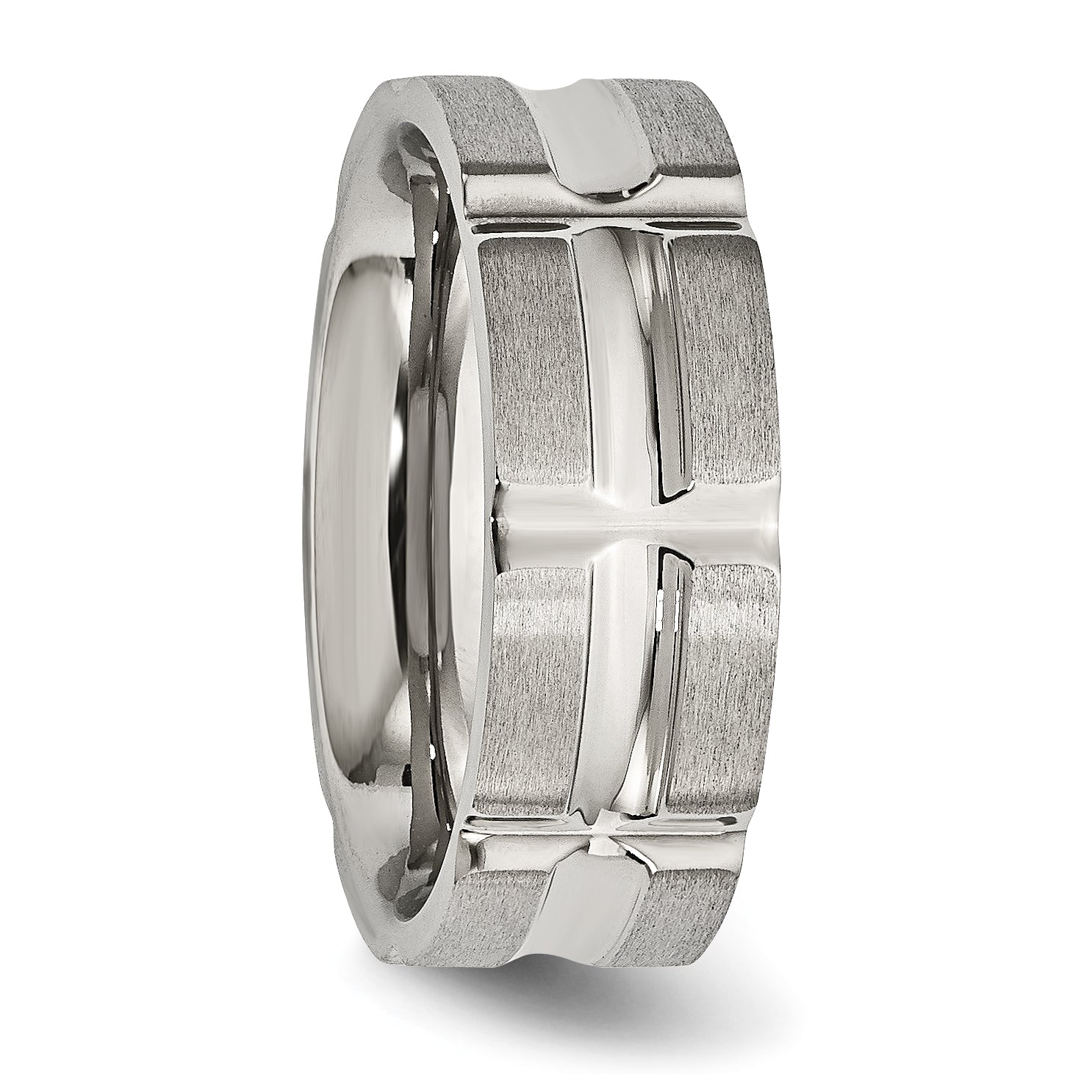 Edelstahl Gebürstet und Poliert 8mm Gerillt Ring
