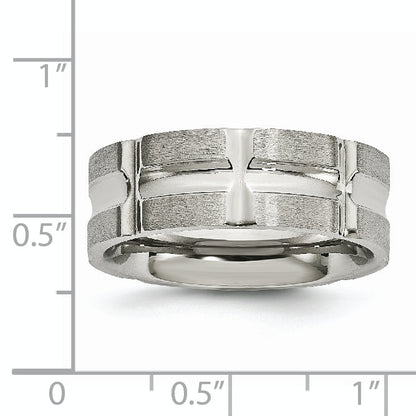 Edelstahl Gebürstet und Poliert 8mm Gerillt Ring