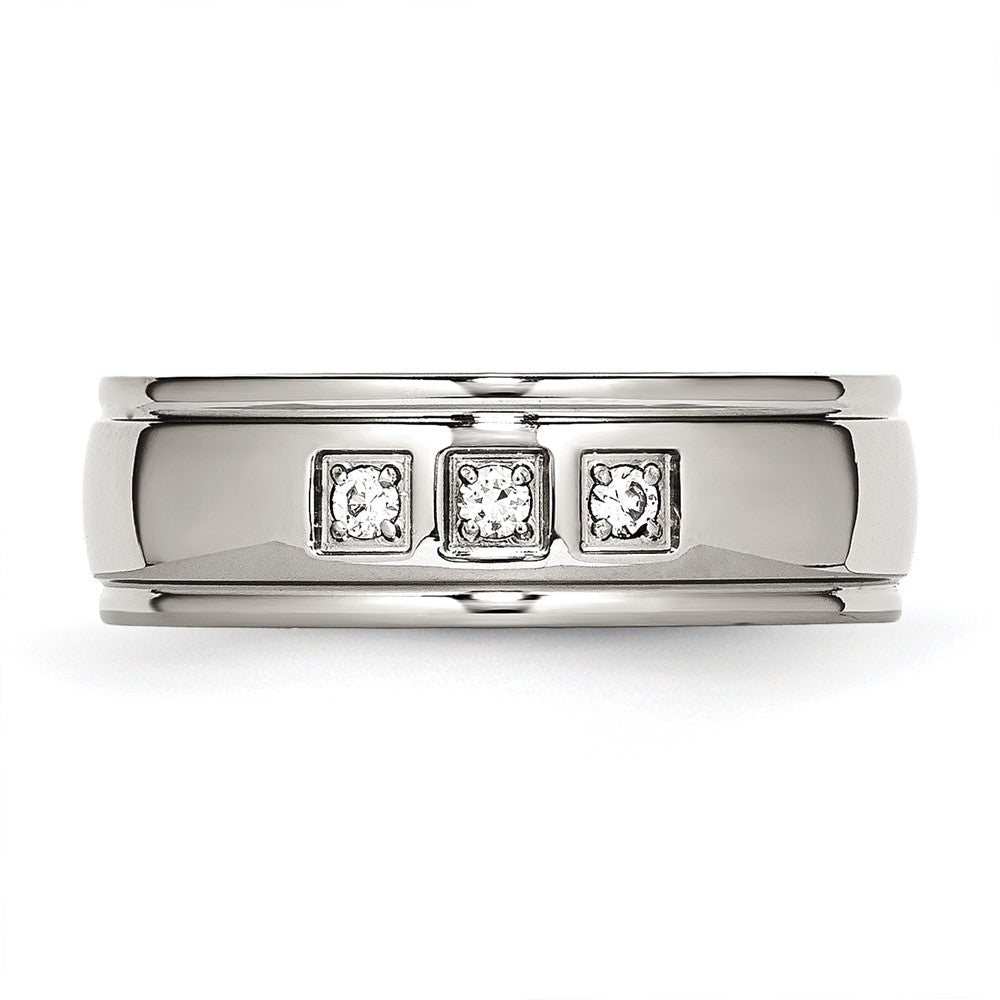Edelstahl Poliert mit Zirkonia Ring