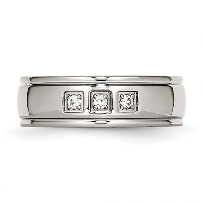 Edelstahl Poliert mit Zirkonia Ring