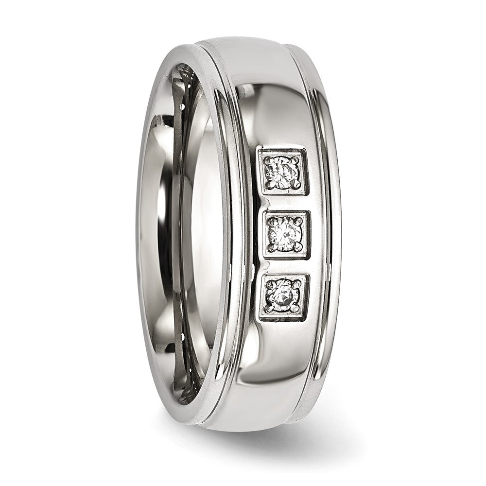 Edelstahl Poliert mit Zirkonia Ring
