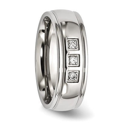Edelstahl Poliert mit Zirkonia Ring
