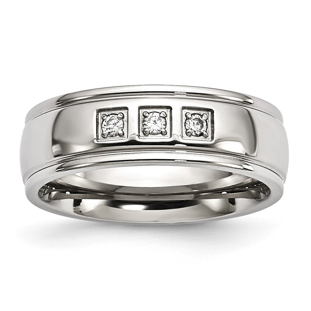 Edelstahl Poliert mit Zirkonia Ring