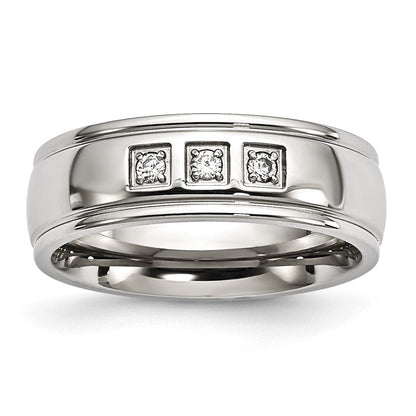 Edelstahl Poliert mit Zirkonia Ring
