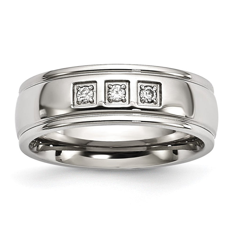 Edelstahl Poliert mit Zirkonia Ring