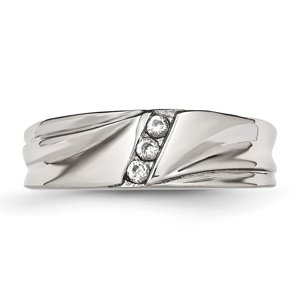 Edelstahl Poliert Zirkonia 6.75mm Ring
