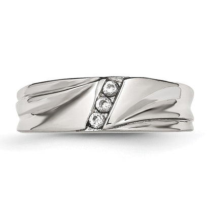 Edelstahl Poliert Zirkonia 6.75mm Ring