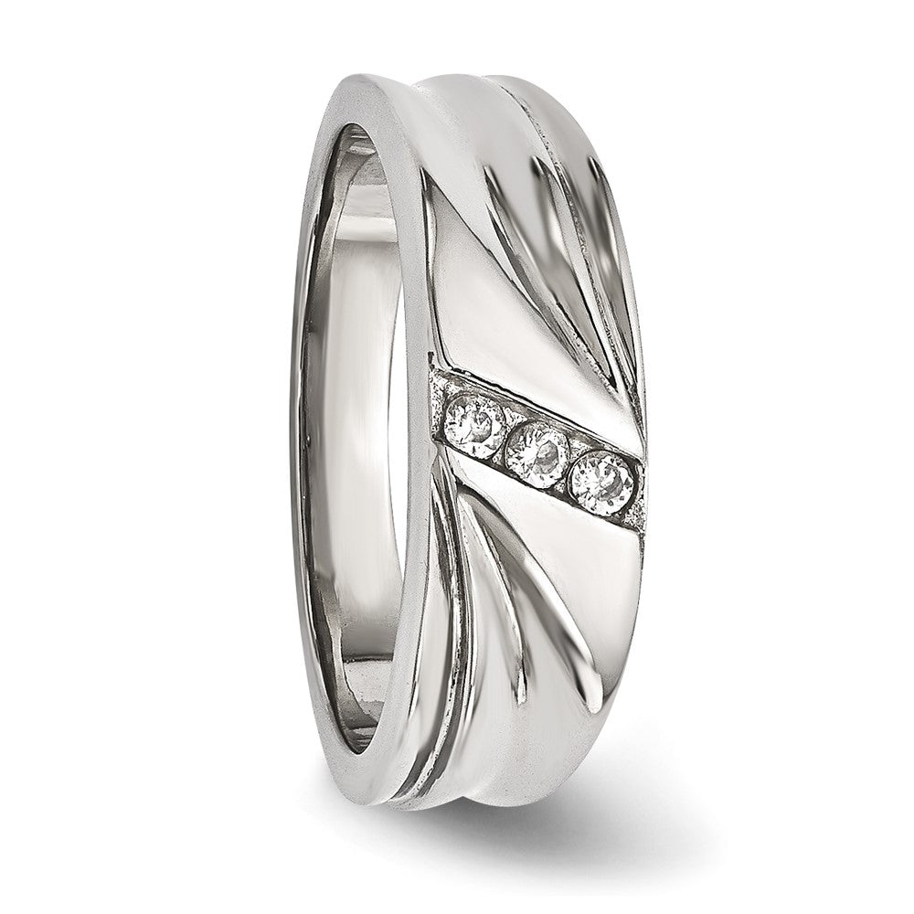 Edelstahl Poliert Zirkonia 6.75mm Ring