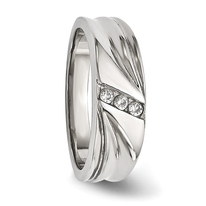 Edelstahl Poliert Zirkonia 6.75mm Ring