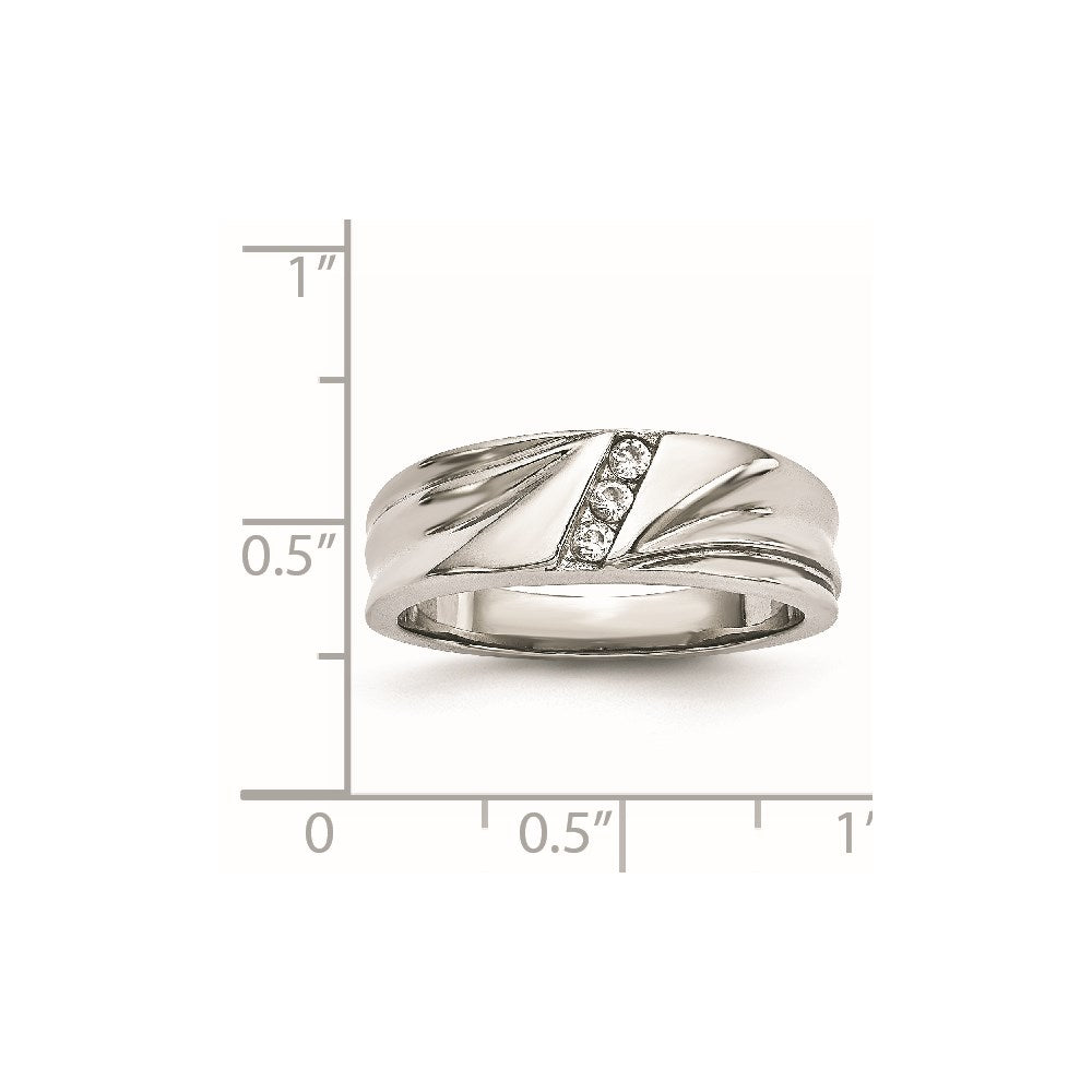 Edelstahl Poliert Zirkonia 6.75mm Ring