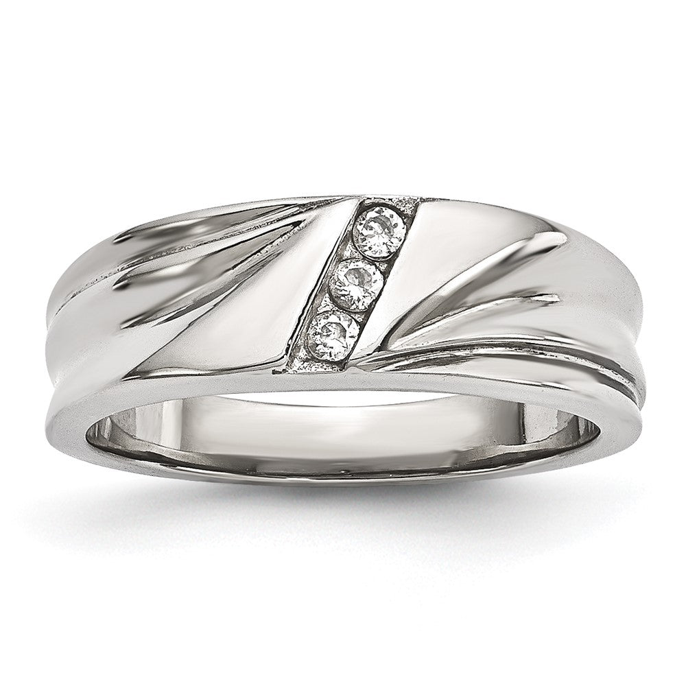 Edelstahl Poliert Zirkonia 6.75mm Ring