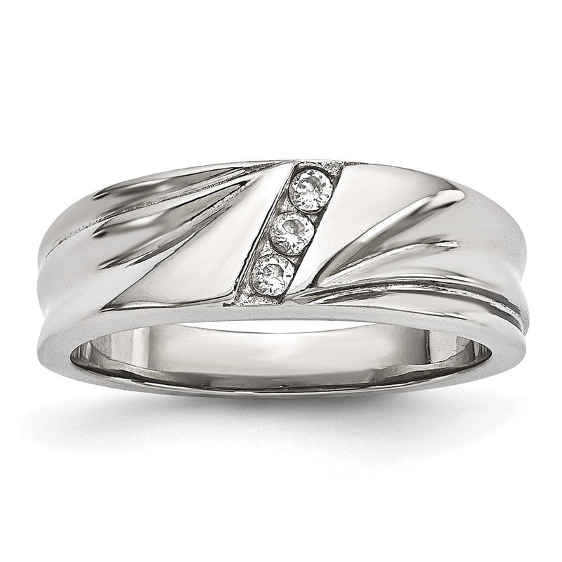 Edelstahl Poliert Zirkonia 6.75mm Ring