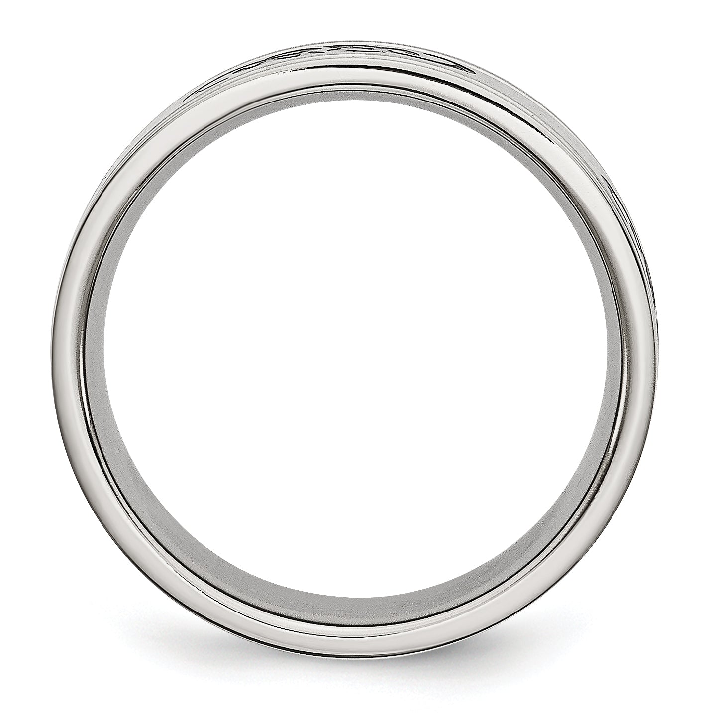 Edelstahl Gebürstet Schwarz Gummi Design 7mm Ridged Kante Ring