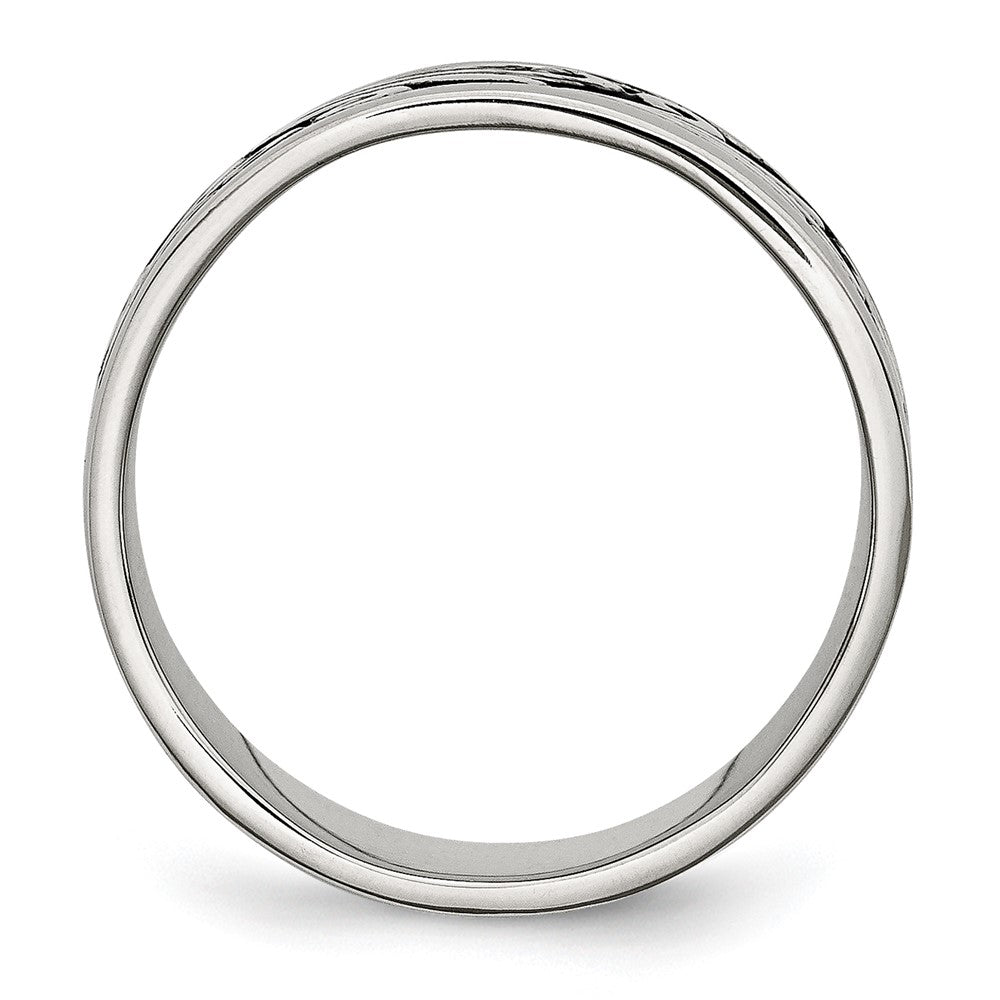 Edelstahl Antikisiert und Poliert Fantasie Design 8mm Ridged Kante Ring