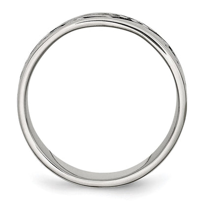 Edelstahl Antikisiert und Poliert Fantasie Design 8mm Ridged Kante Ring