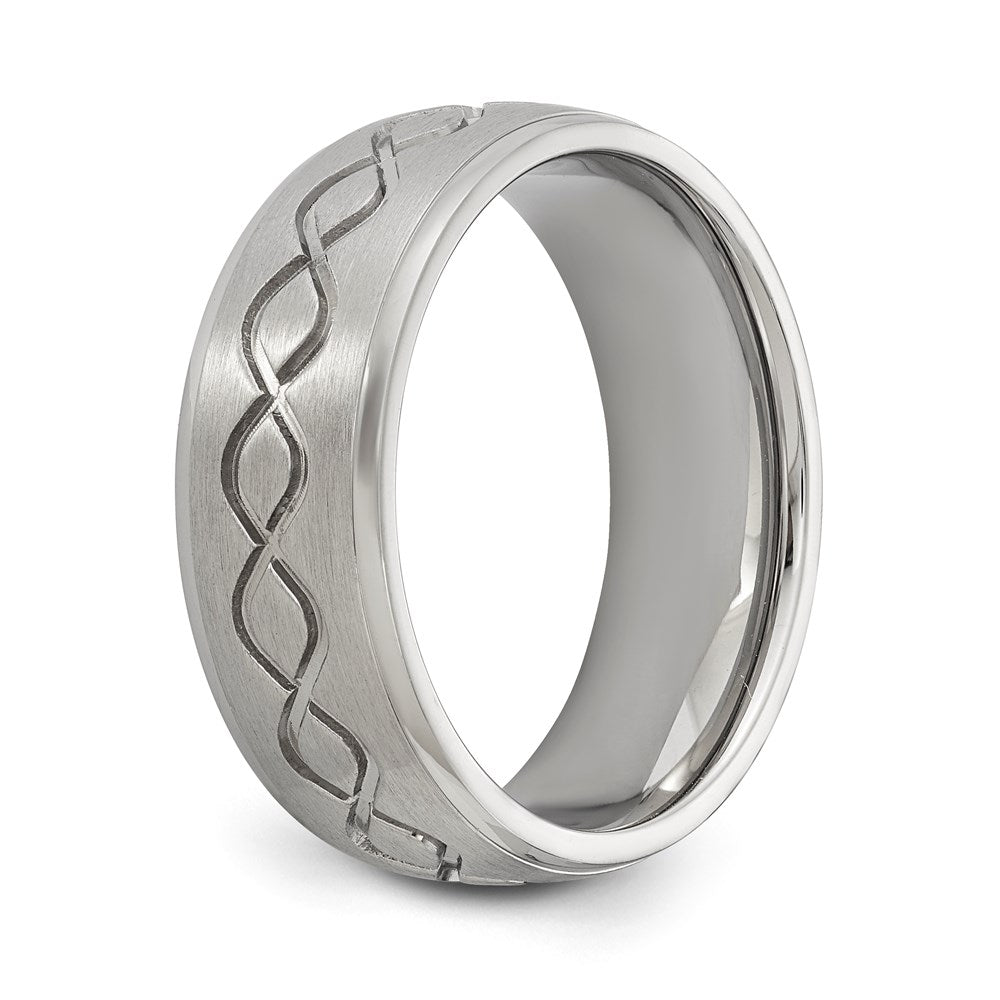 Edelstahl Antikisiert und Poliert Fantasie Design 8mm Ridged Kante Ring