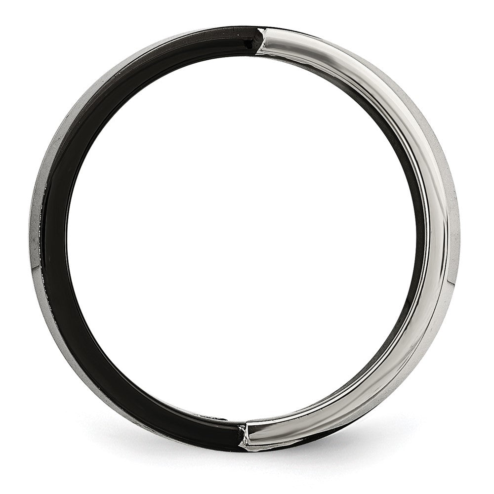 Edelstahl Schwarz Ip Beschichtet mit Zirkonia Ring (size 6 Nur)