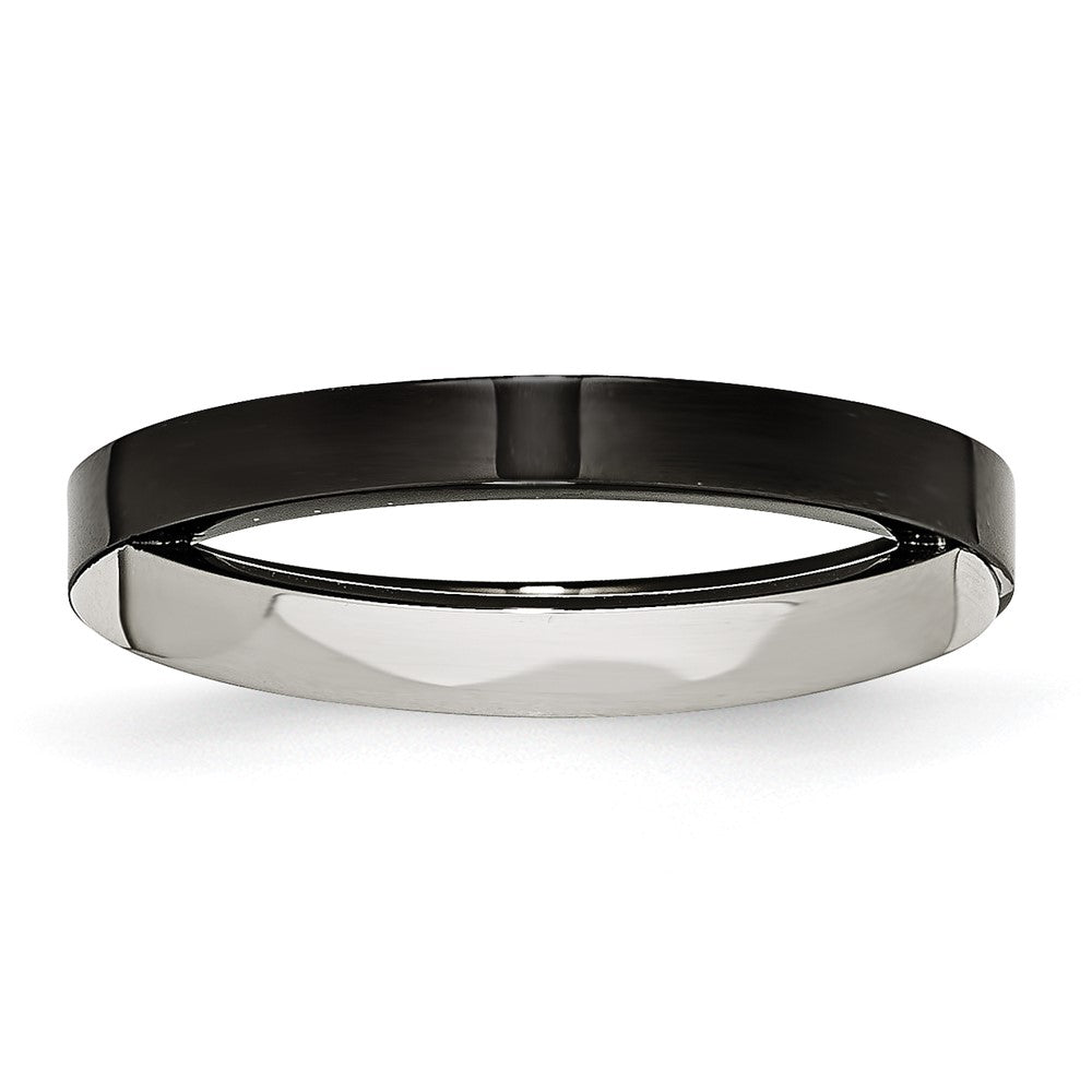 Edelstahl Schwarz Ip Beschichtet mit Zirkonia Ring (size 6 Nur)