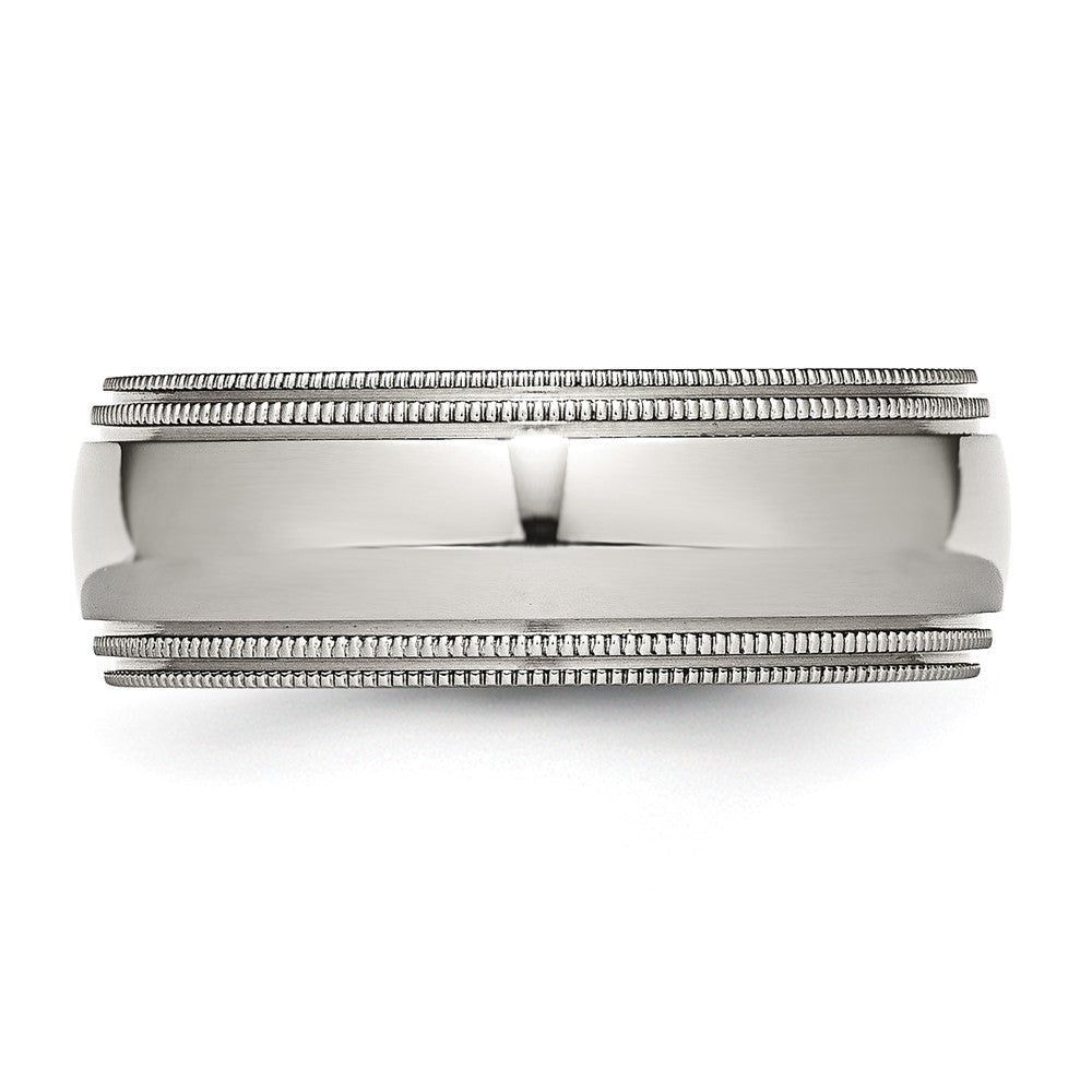 Edelstahl Gerillt und Gekugelt 8mm Poliert Ring